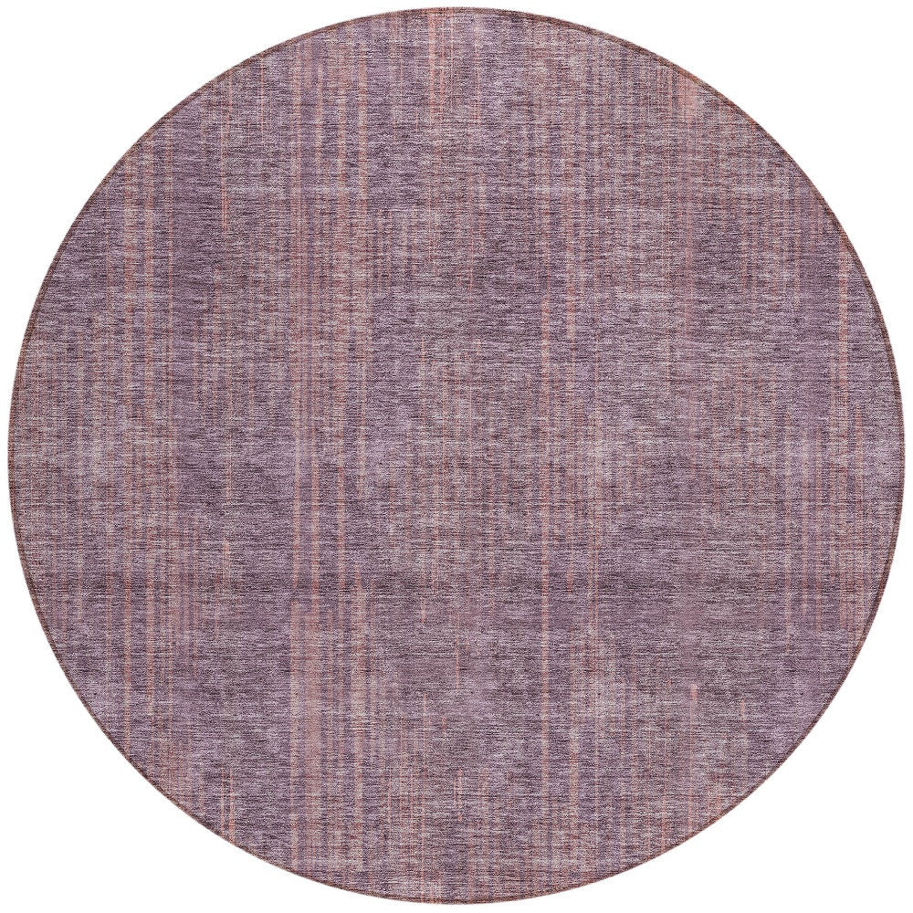Tabselect Home Line 8' Mauve And Dark Purple Round Striped Washable Indoor Outdoor Area Rug