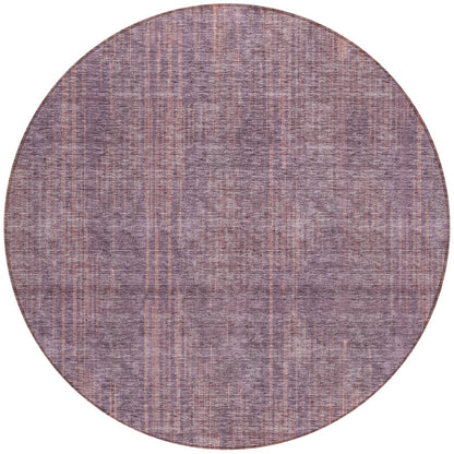 Tabselect Home Line 8' Mauve And Dark Purple Round Striped Washable Indoor Outdoor Area Rug