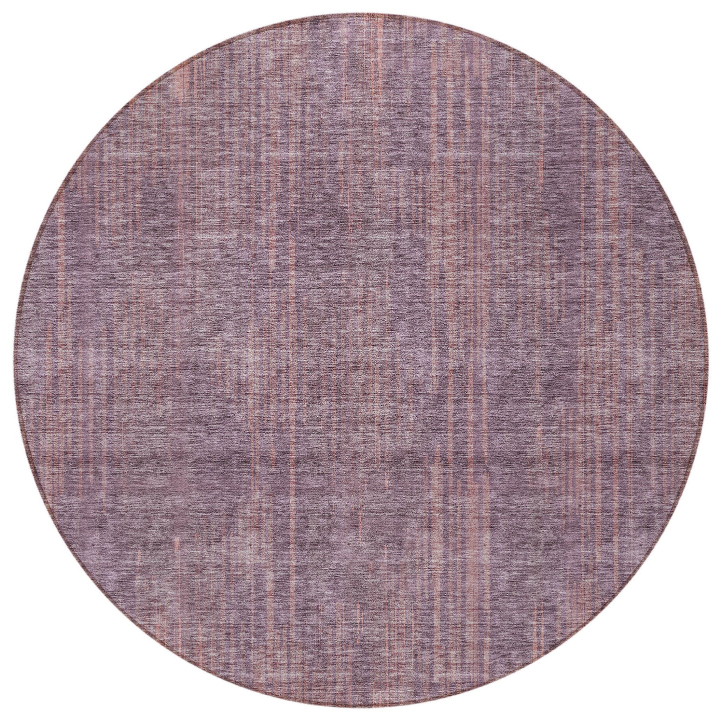 Tabselect Home Line 8' Mauve And Dark Purple Round Striped Washable Indoor Outdoor Area Rug