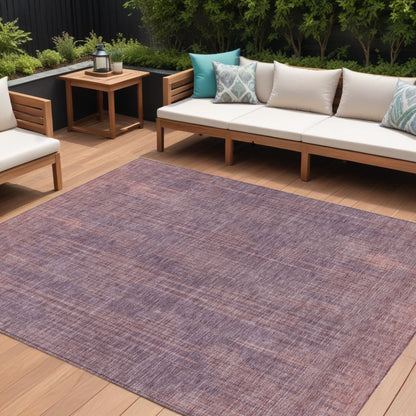 Tabselect Home Line 8' X 10' Mauve And Dark Purple Striped Washable Indoor Outdoor Area Rug