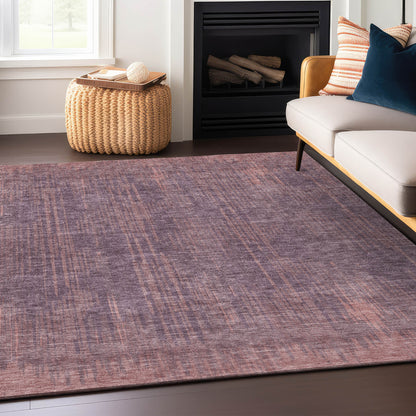 Tabselect Home Line 8' X 10' Mauve And Dark Purple Striped Washable Indoor Outdoor Area Rug