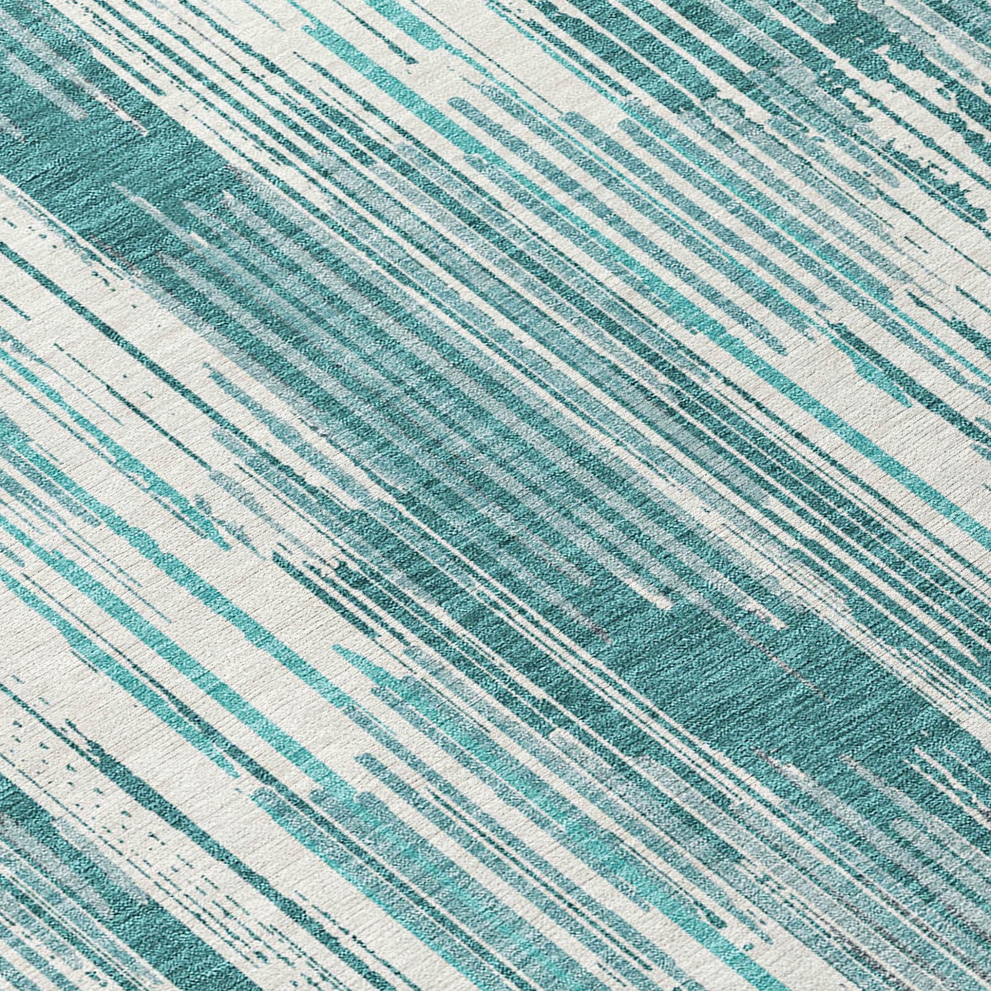 Tabselect Home Line 8' Teal Blue And Ivory Round Striped Washable Indoor Outdoor Area Rug