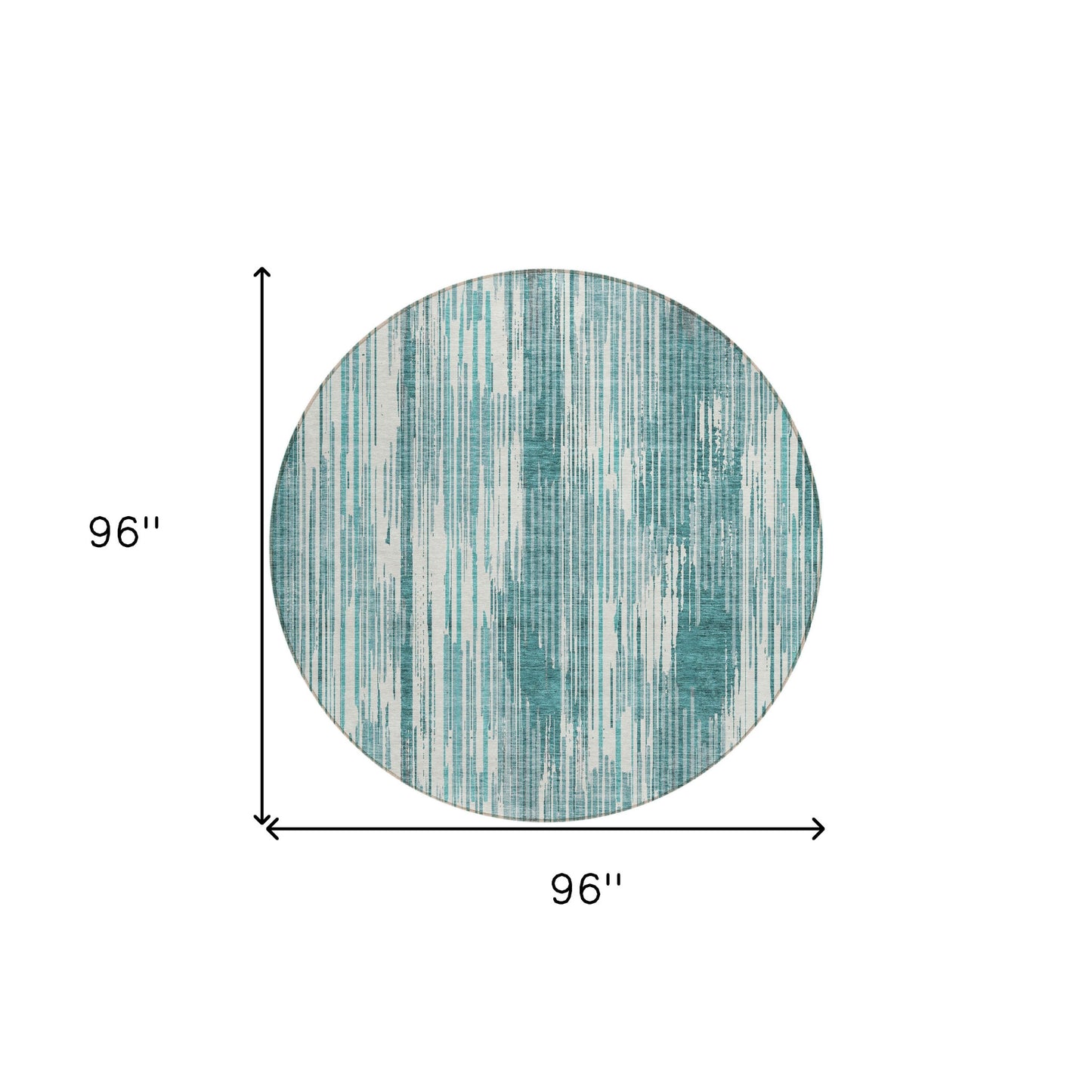 Tabselect Home Line 8' Teal Blue And Ivory Round Striped Washable Indoor Outdoor Area Rug