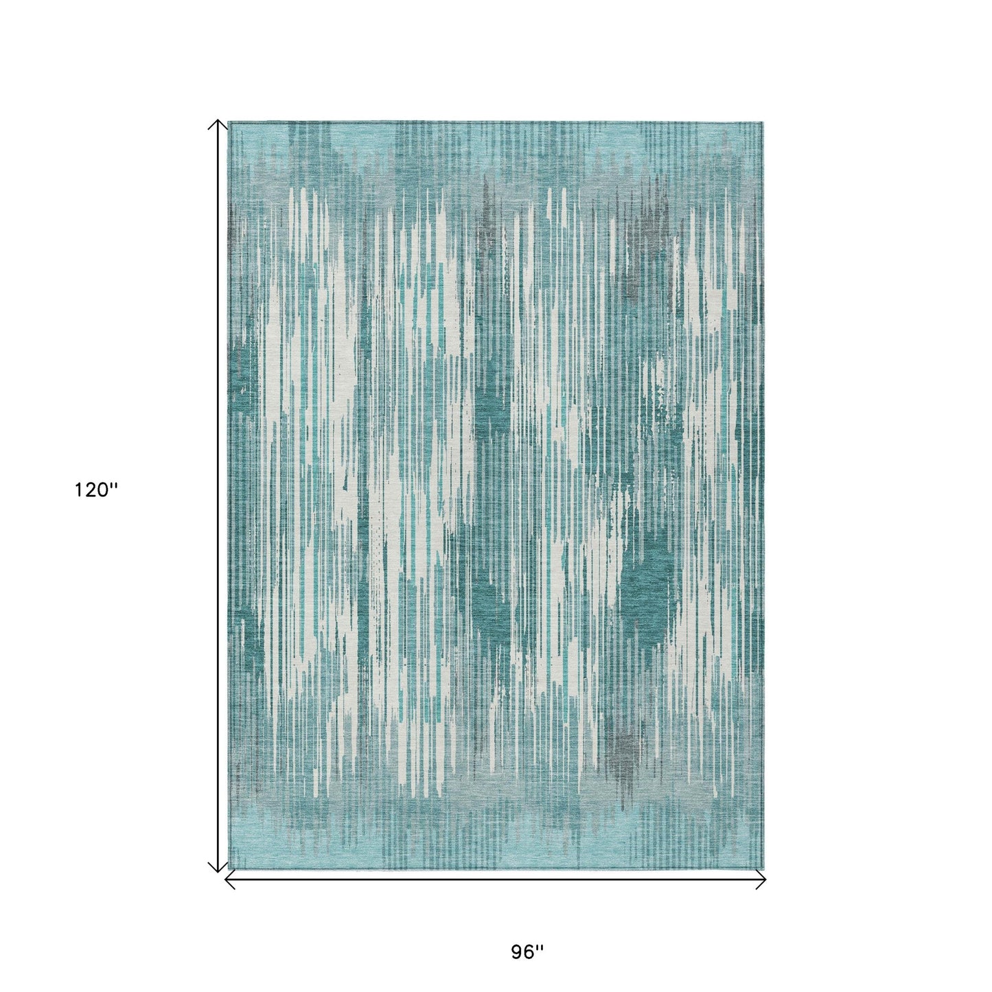 Tabselect Home Line 8' X 10' Teal Blue And Ivory Striped Washable Indoor Outdoor Area Rug