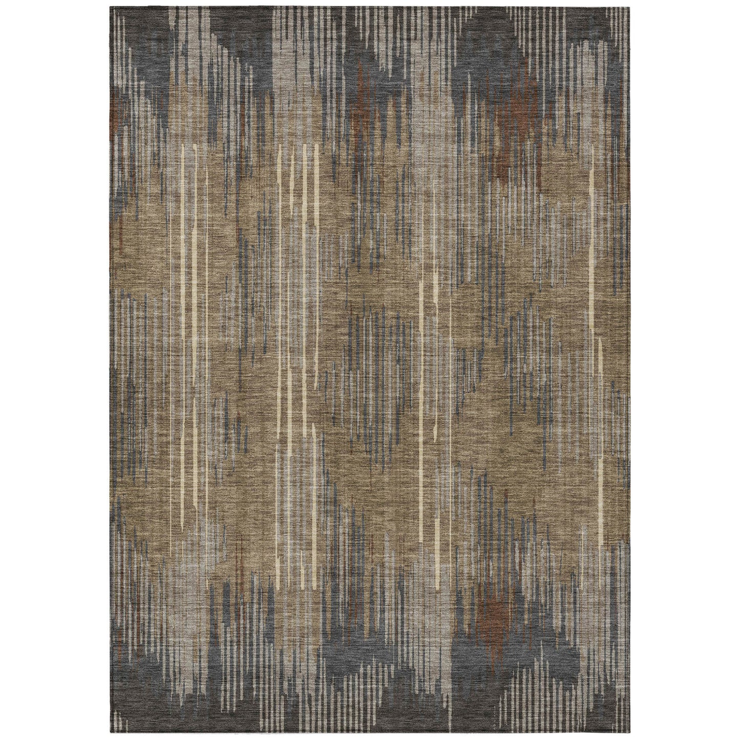Tabselect Home Line 5' X 8' Taupe Gray And Ivory Striped Washable Indoor Outdoor Area Rug