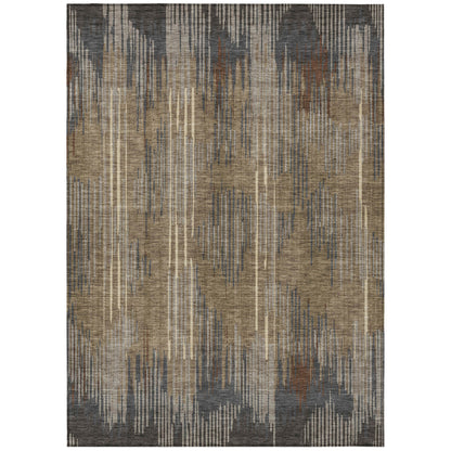 Tabselect Home Line 5' X 8' Taupe Gray And Ivory Striped Washable Indoor Outdoor Area Rug