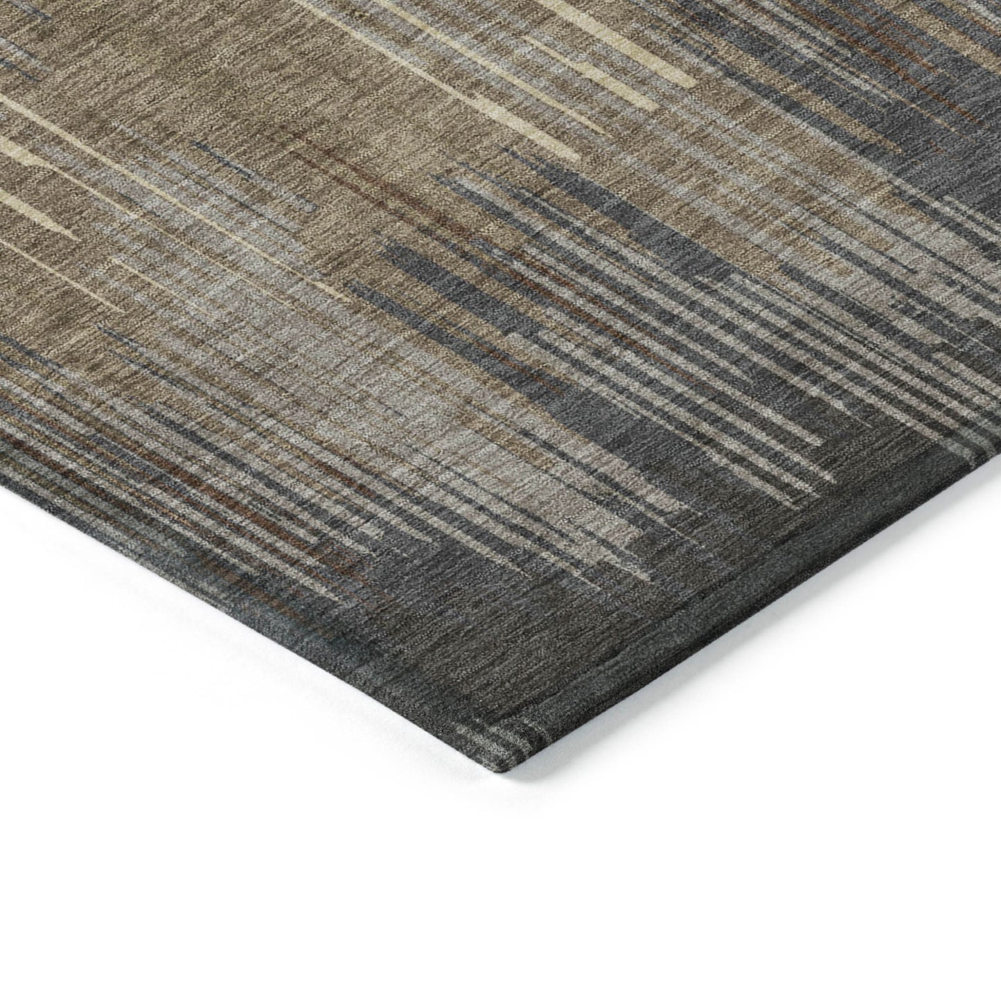 Tabselect Home Line 5' X 8' Taupe Gray And Ivory Striped Washable Indoor Outdoor Area Rug