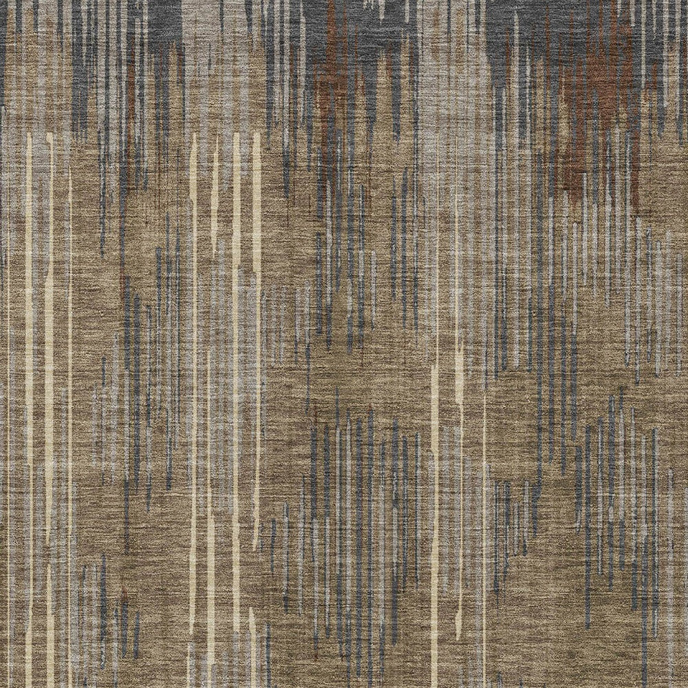 Tabselect Home Line 5' X 8' Taupe Gray And Ivory Striped Washable Indoor Outdoor Area Rug