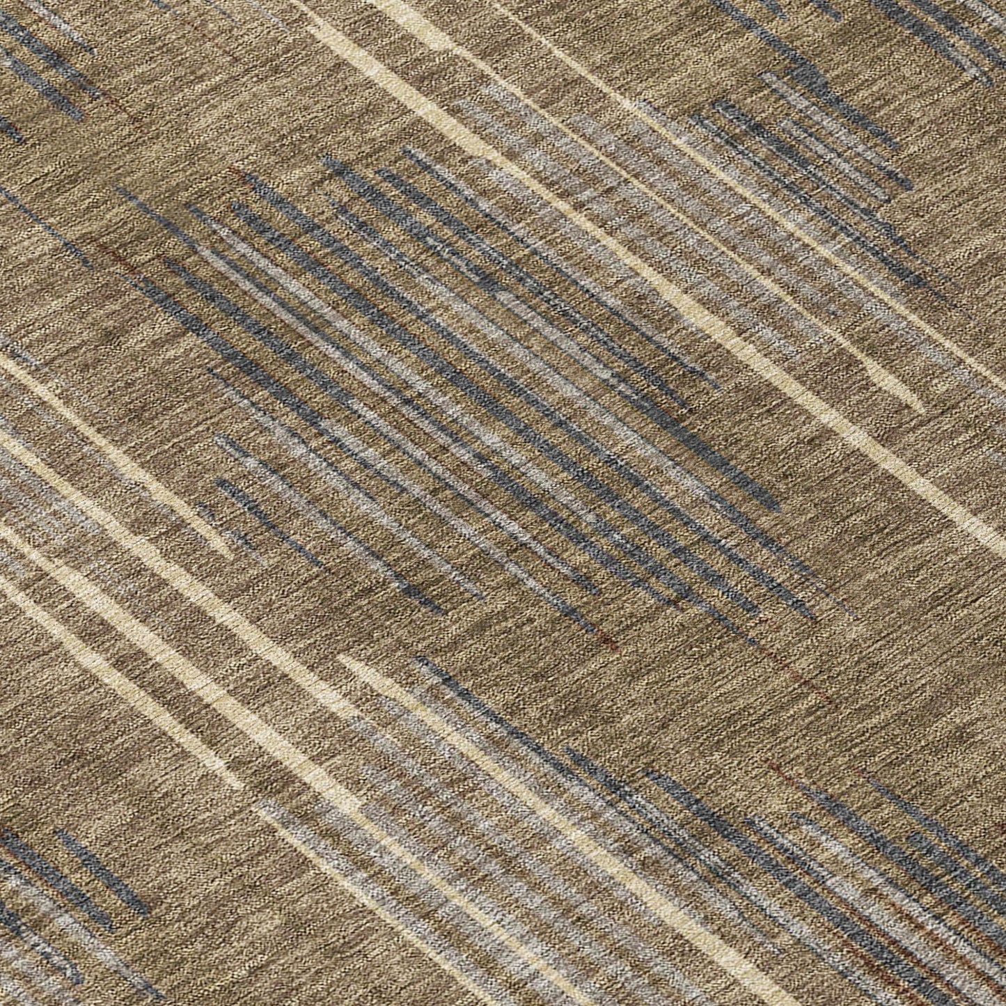 Tabselect Home Line 5' X 8' Taupe Gray And Ivory Striped Washable Indoor Outdoor Area Rug