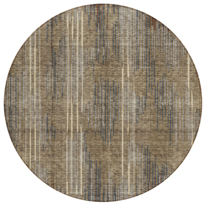 Tabselect Home Line 8' Taupe Gray And Ivory Round Striped Washable Indoor Outdoor Area Rug