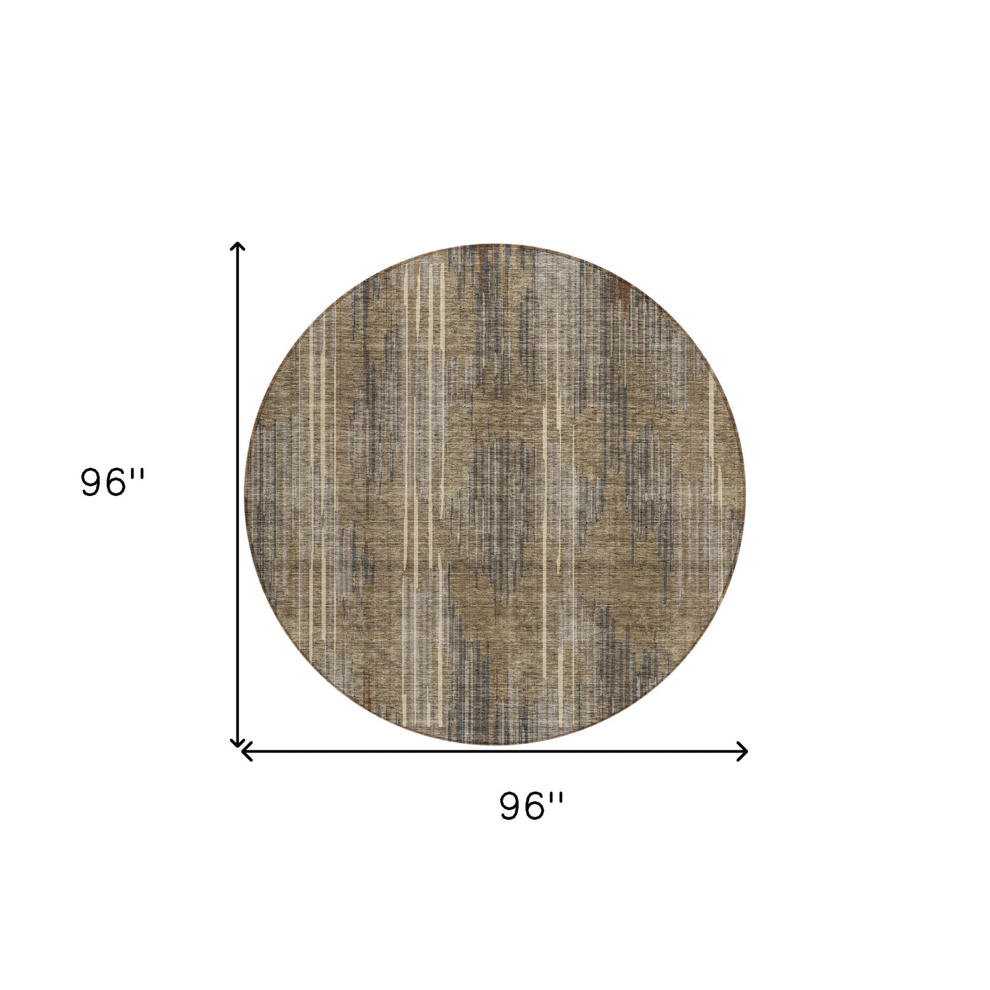 Tabselect Home Line 8' Taupe Gray And Ivory Round Striped Washable Indoor Outdoor Area Rug