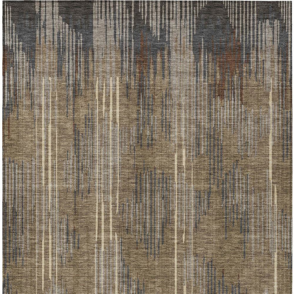Tabselect Home Line 8' X 10' Taupe Gray And Ivory Striped Washable Indoor Outdoor Area Rug