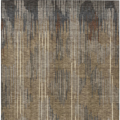 Tabselect Home Line 8' X 10' Taupe Gray And Ivory Striped Washable Indoor Outdoor Area Rug