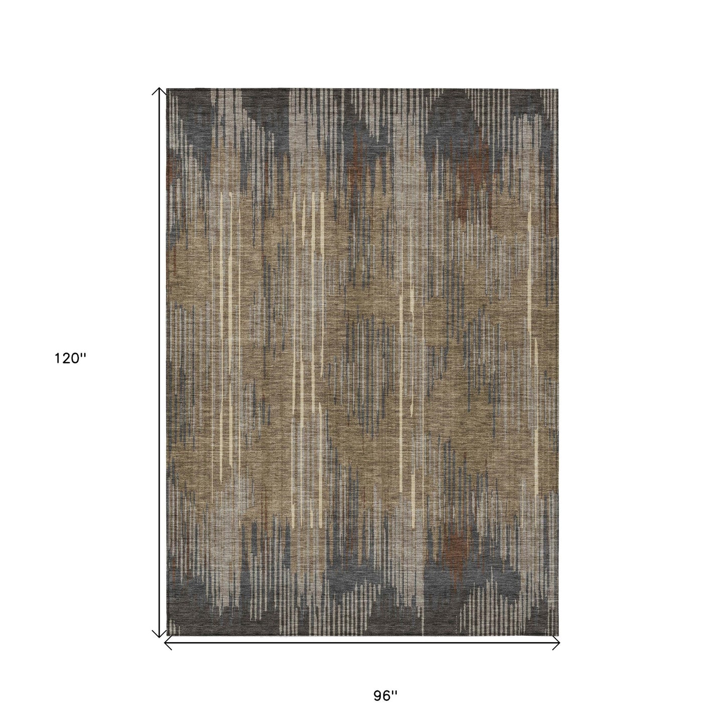 Tabselect Home Line 8' X 10' Taupe Gray And Ivory Striped Washable Indoor Outdoor Area Rug