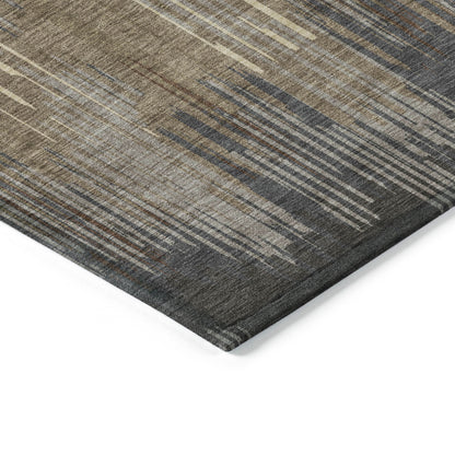 Tabselect Home Line 8' X 10' Taupe Gray And Ivory Striped Washable Indoor Outdoor Area Rug