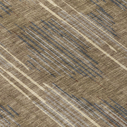 Tabselect Home Line 8' X 10' Taupe Gray And Ivory Striped Washable Indoor Outdoor Area Rug