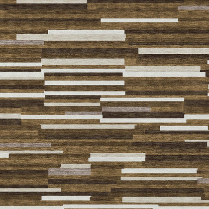 Tabselect Home Line 8' X 10' Brown And Ivory Striped Washable Indoor Outdoor Area Rug