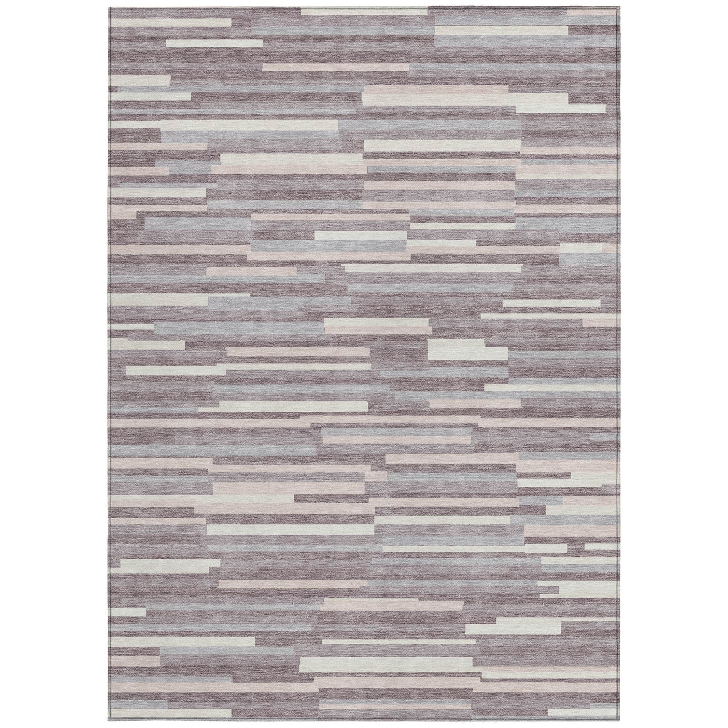 Tabselect Home Line 5' X 8' Lavender Gray And Ivory Striped Washable Indoor Outdoor Area Rug