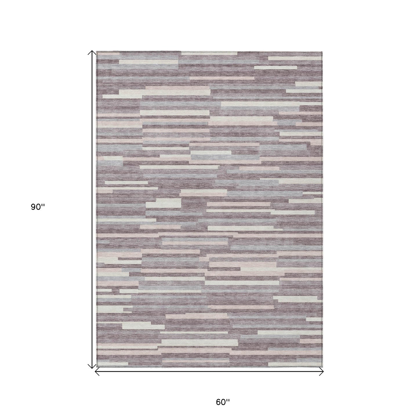 Tabselect Home Line 5' X 8' Lavender Gray And Ivory Striped Washable Indoor Outdoor Area Rug