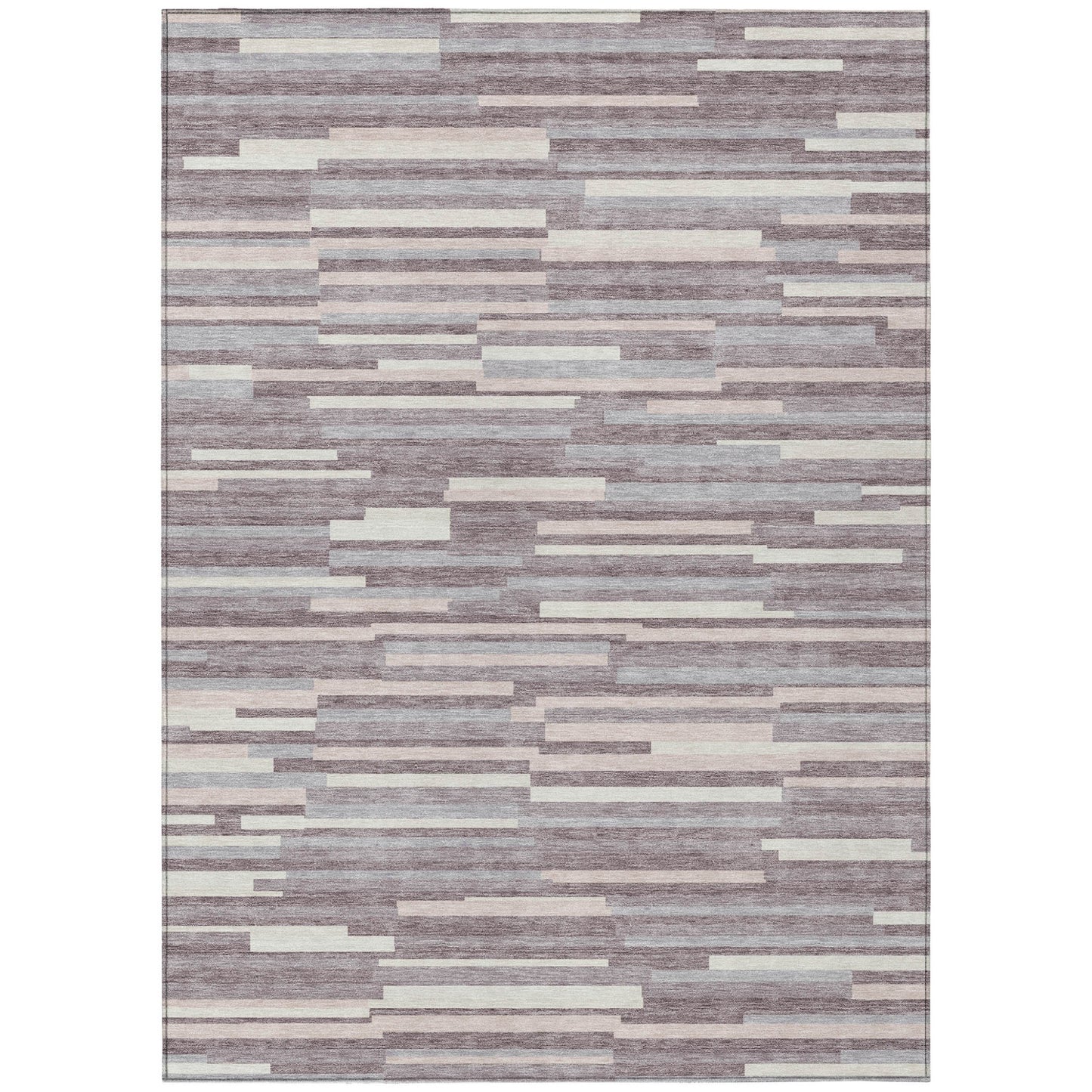 Tabselect Home Line 5' X 8' Lavender Gray And Ivory Striped Washable Indoor Outdoor Area Rug