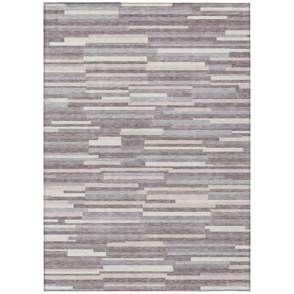 Tabselect Home Line 5' X 8' Lavender Gray And Ivory Striped Washable Indoor Outdoor Area Rug