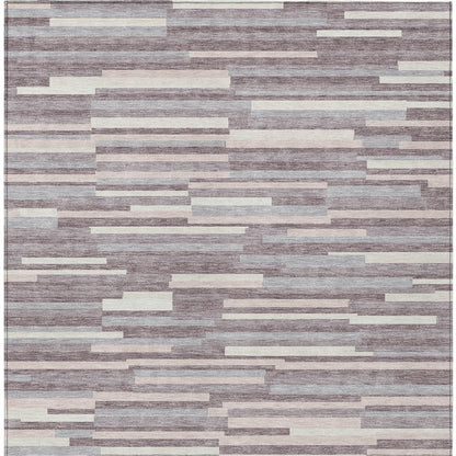 Tabselect Home Line 5' X 8' Lavender Gray And Ivory Striped Washable Indoor Outdoor Area Rug