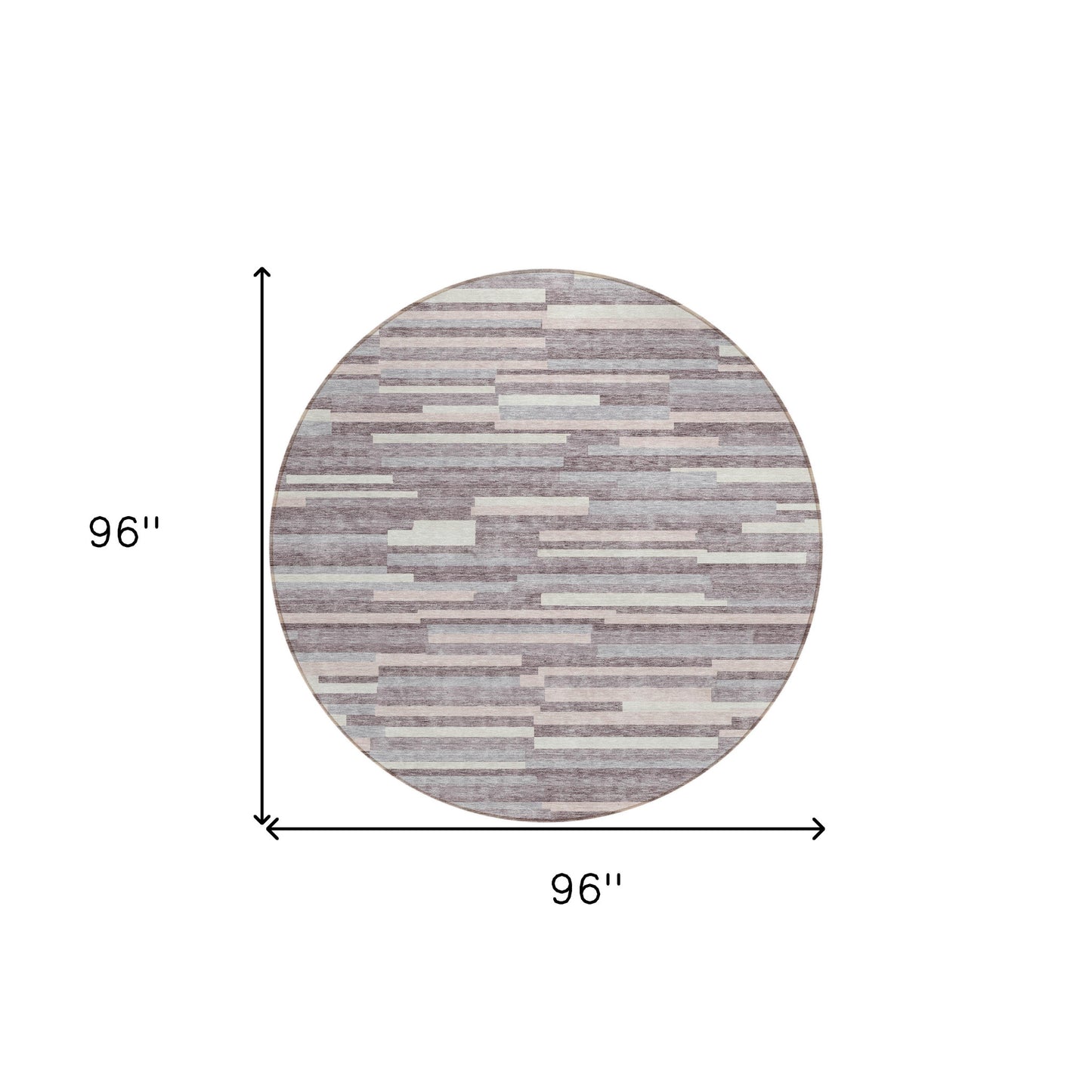 Tabselect Home Line 8' Lavender Gray And Ivory Round Striped Washable Indoor Outdoor Area Rug