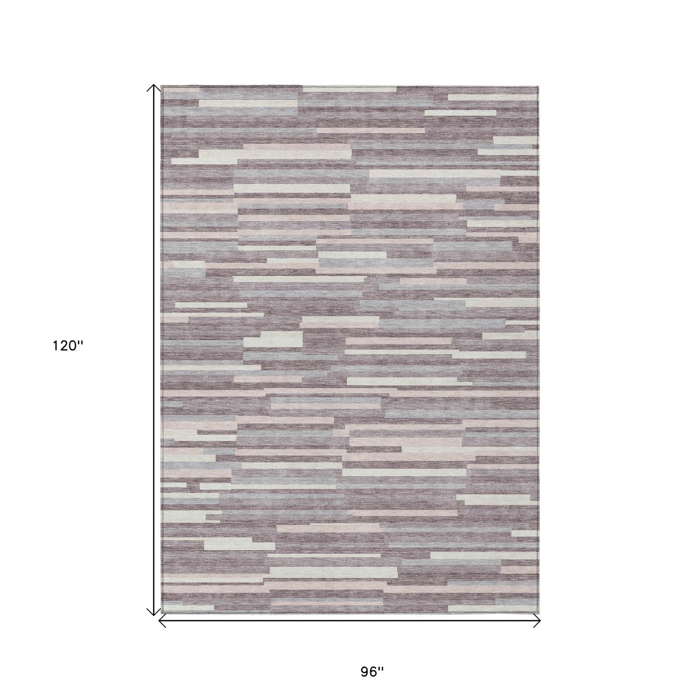 Tabselect Home Line 8' X 10' Lavender Gray And Ivory Striped Washable Indoor Outdoor Area Rug