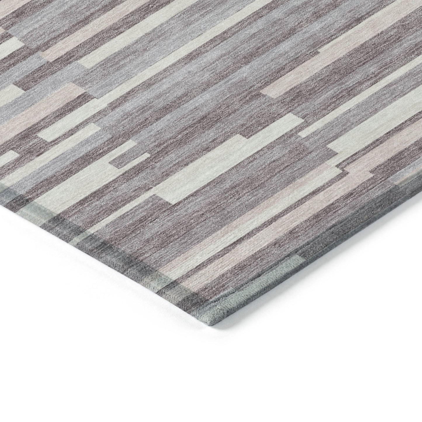 Tabselect Home Line 8' X 10' Lavender Gray And Ivory Striped Washable Indoor Outdoor Area Rug