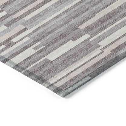 Tabselect Home Line 8' X 10' Lavender Gray And Ivory Striped Washable Indoor Outdoor Area Rug