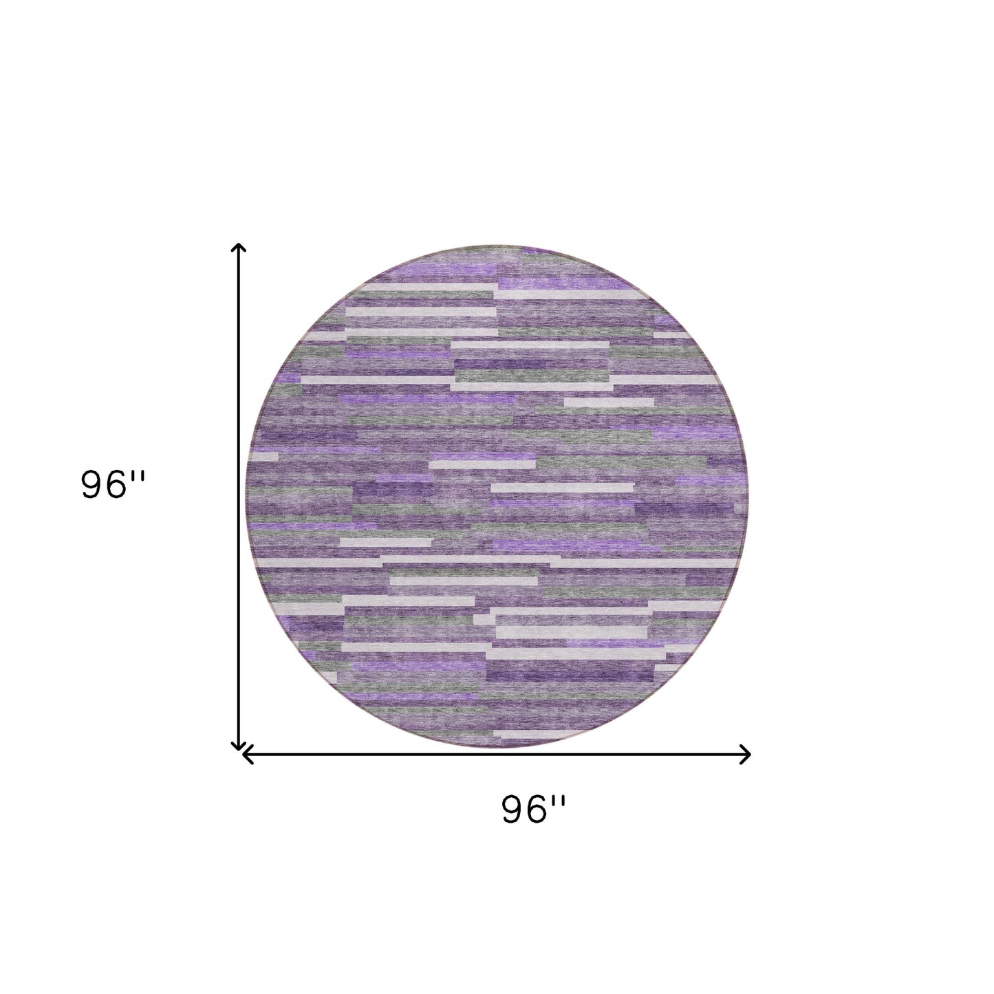 Tabselect Home Line 8' Purple And Gray Round Striped Washable Indoor Outdoor Area Rug
