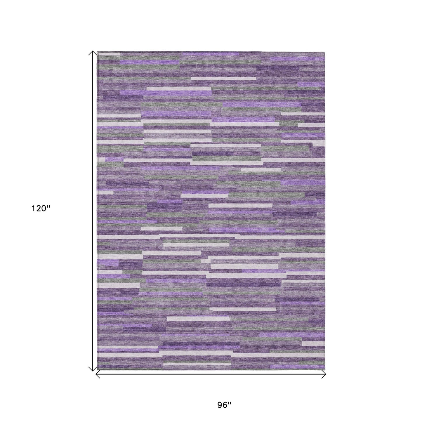 Tabselect Home Line 8' X 10' Purple And Gray Striped Washable Indoor Outdoor Area Rug