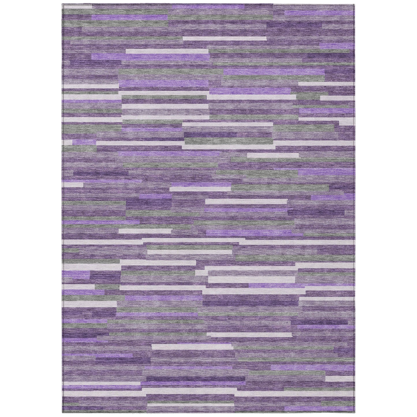 Tabselect Home Line 8' X 10' Purple And Gray Striped Washable Indoor Outdoor Area Rug
