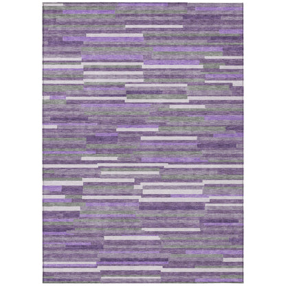 Tabselect Home Line 8' X 10' Purple And Gray Striped Washable Indoor Outdoor Area Rug
