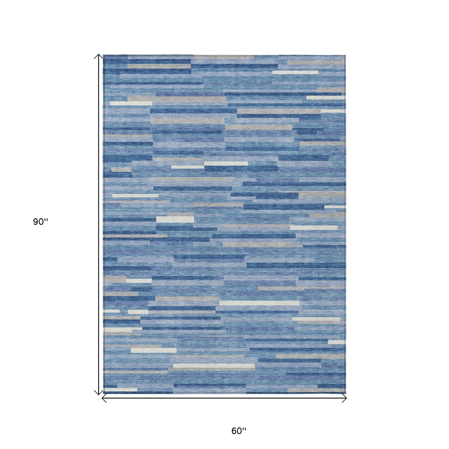 Tabselect Home Line 5' X 8' Sky Blue Gray And Ivory Striped Washable Indoor Outdoor Area Rug