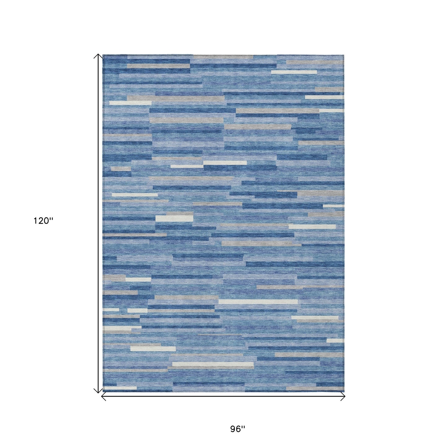 Tabselect Home Line 8' X 10' Sky Blue Gray And Ivory Striped Washable Indoor Outdoor Area Rug