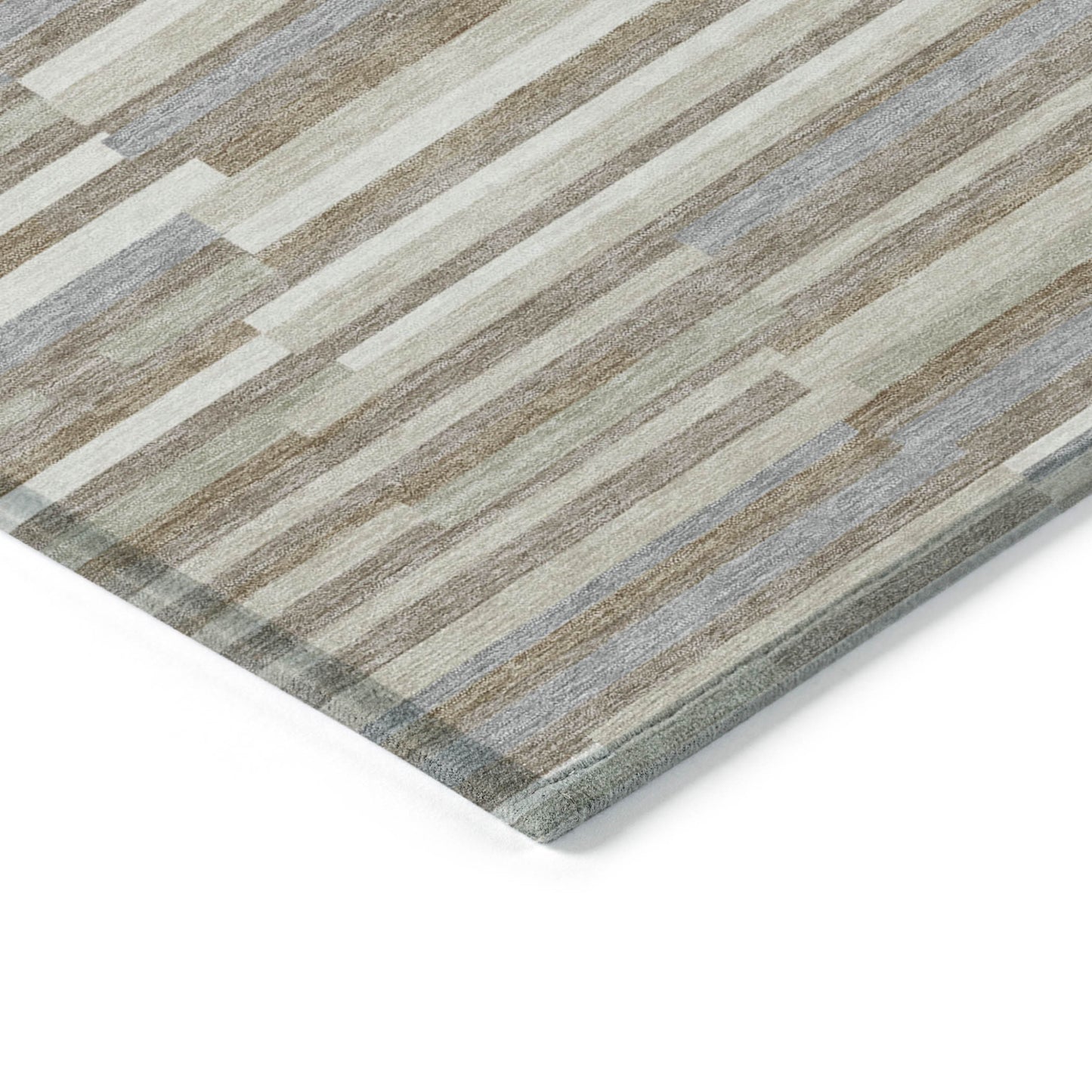 Tabselect Home Line 5' X 8' Taupe Gray And Ivory Striped Washable Indoor Outdoor Area Rug