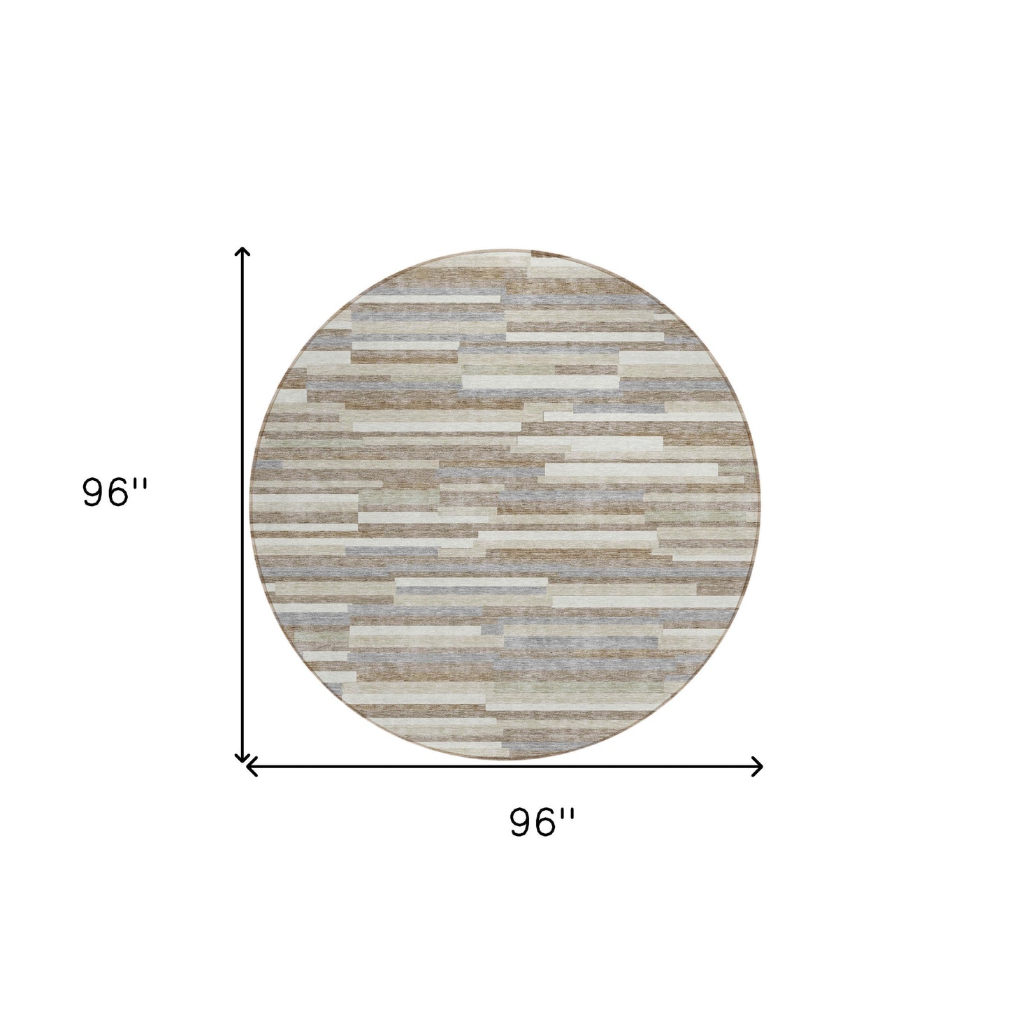 Tabselect Home Line 8' Taupe Gray And Ivory Round Striped Washable Indoor Outdoor Area Rug