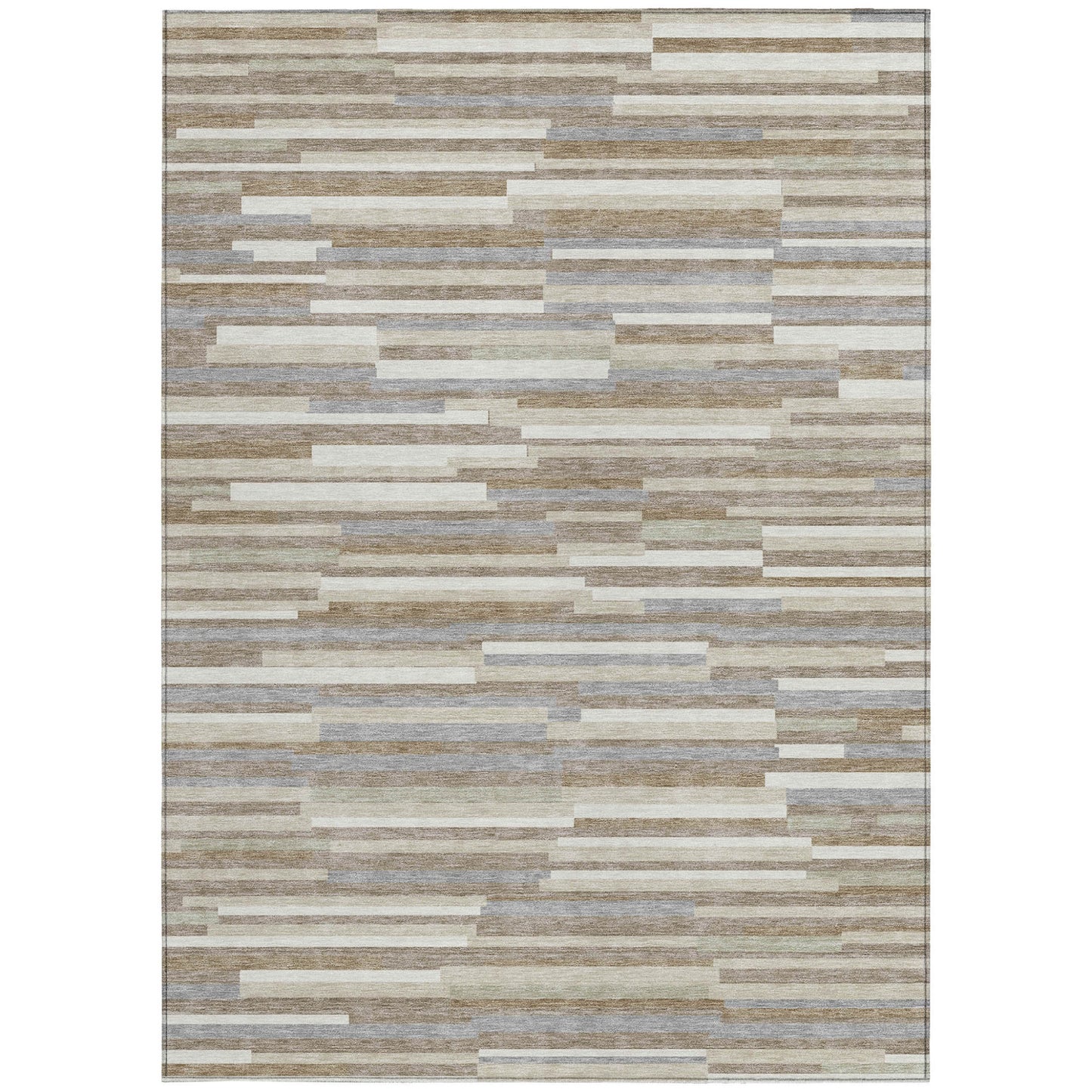 Tabselect Home Line 8' X 10' Taupe Gray And Ivory Striped Washable Indoor Outdoor Area Rug