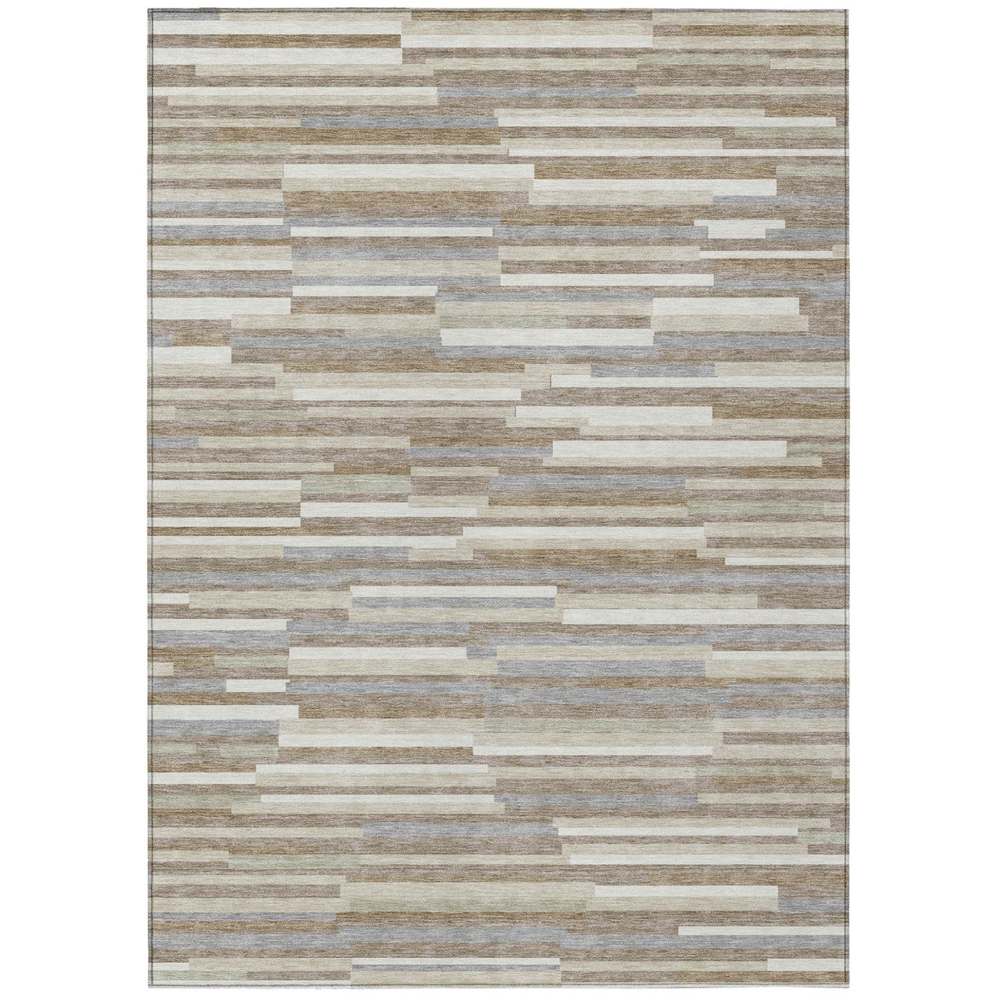 Tabselect Home Line 8' X 10' Taupe Gray And Ivory Striped Washable Indoor Outdoor Area Rug