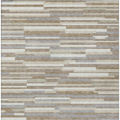 Tabselect Home Line 8' X 10' Taupe Gray And Ivory Striped Washable Indoor Outdoor Area Rug