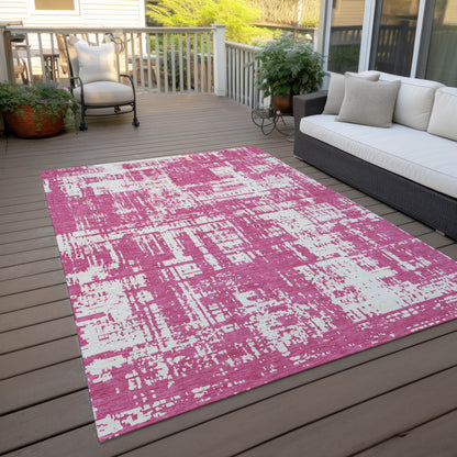 Tabselect Home Line 5' X 8' Blush And Ivory Abstract Washable Indoor Outdoor Area Rug