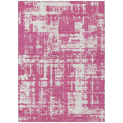 Tabselect Home Line 5' X 8' Blush And Ivory Abstract Washable Indoor Outdoor Area Rug