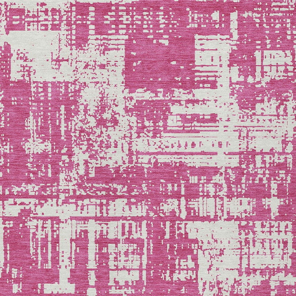 Tabselect Home Line 5' X 8' Blush And Ivory Abstract Washable Indoor Outdoor Area Rug