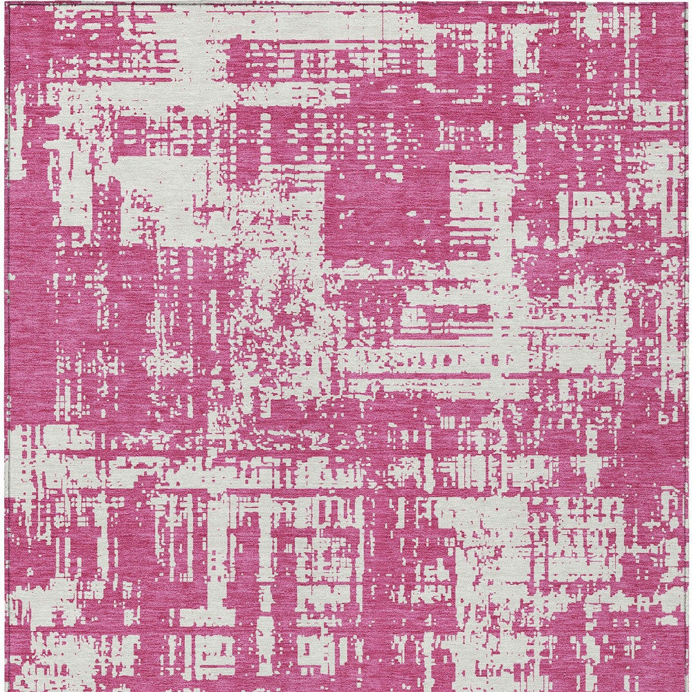 Tabselect Home Line 5' X 8' Blush And Ivory Abstract Washable Indoor Outdoor Area Rug