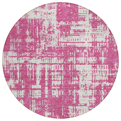 Tabselect Home Line 8' Blush And Ivory Round Abstract Washable Indoor Outdoor Area Rug