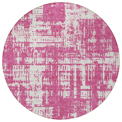 Tabselect Home Line 8' Blush And Ivory Round Abstract Washable Indoor Outdoor Area Rug