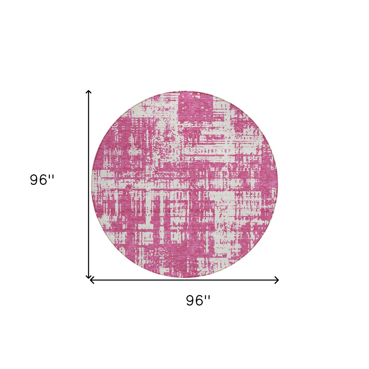 Tabselect Home Line 8' Blush And Ivory Round Abstract Washable Indoor Outdoor Area Rug