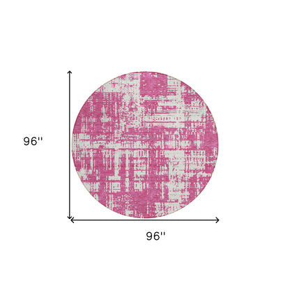 Tabselect Home Line 8' Blush And Ivory Round Abstract Washable Indoor Outdoor Area Rug