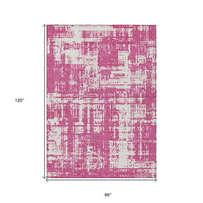 Tabselect Home Line 8' X 10' Blush And Ivory Abstract Washable Indoor Outdoor Area Rug